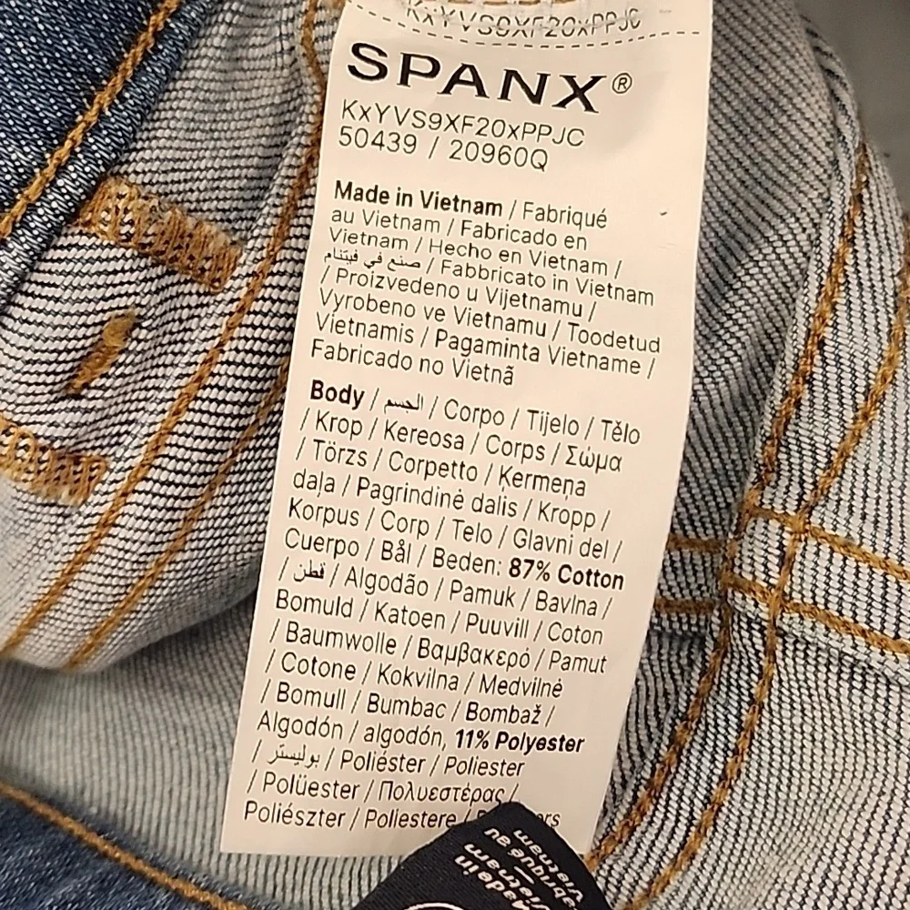 SPANX JEANS High-Rise Flare Authentic Blue Meduim Blue Strechable Pants Size XL - Picture 16 of 16